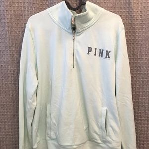 Light blue PINK 1986 quarter zip sweatshirt